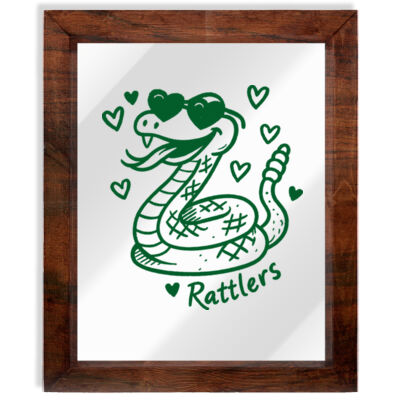 Hearts Rattlers Mascot - Handmade Wood Framed Print 14x17 Thumbnail